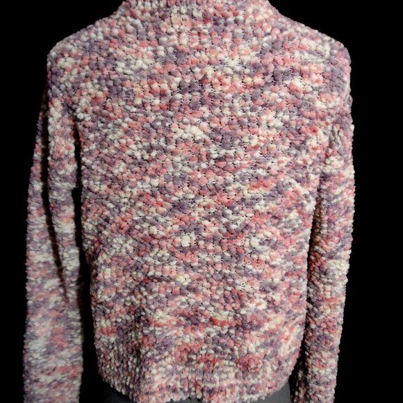 CANDIE'S Chenille Popcorn Sweater Top S Pink Lavender Cream Pullover Super soft - Picture 6 of 7